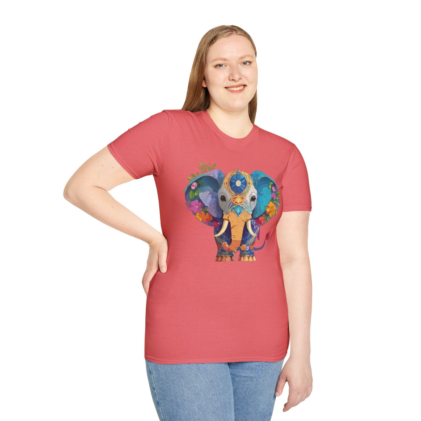 Elephant Graphic Shirt For Adults Unisex Softstyle Tee 100 Percent Cotton Gildan 64000