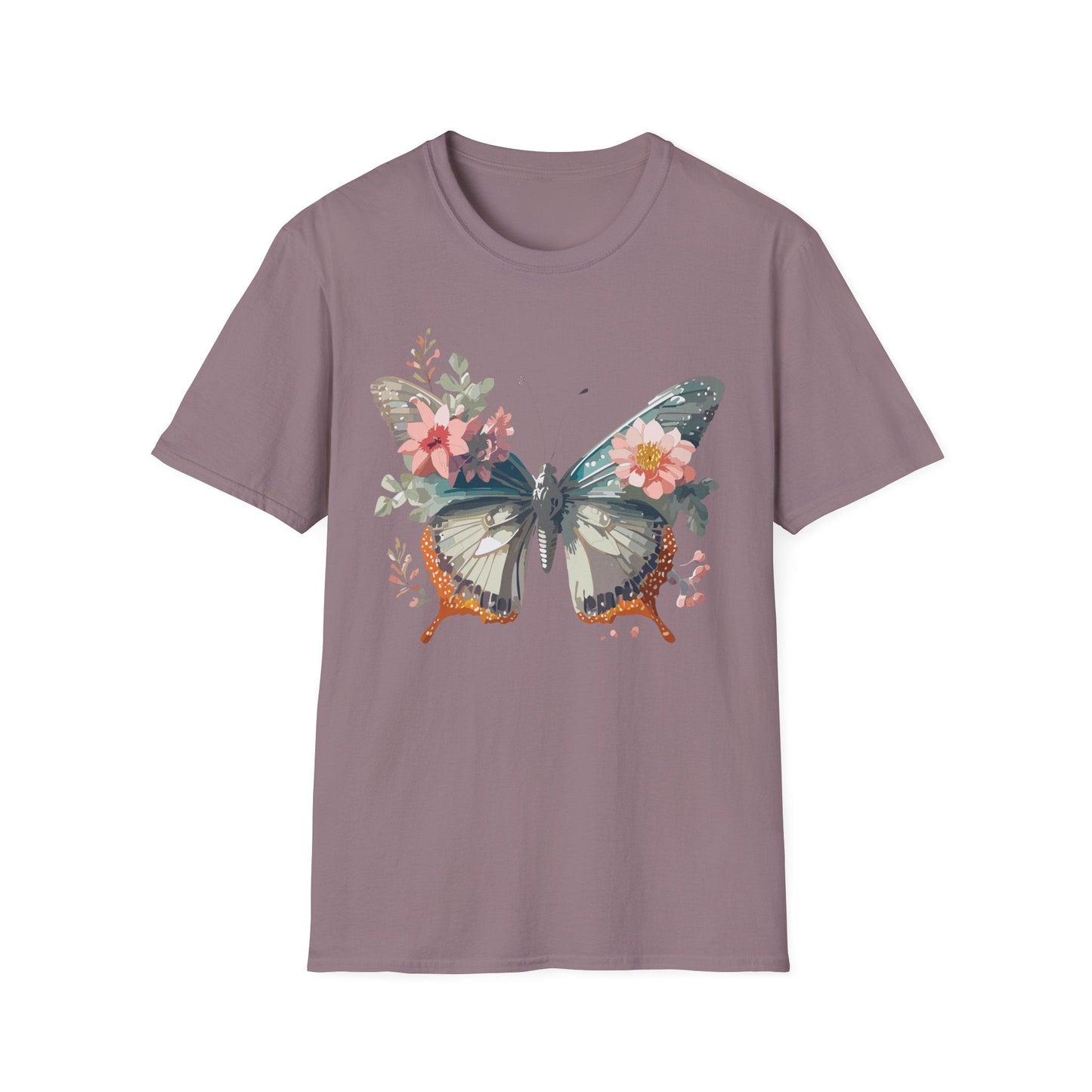 Butterfly Shirt Unisex Softstyle T Shirt Gildan 64000 Lightweight Ring Spun Cotton Monarch Design