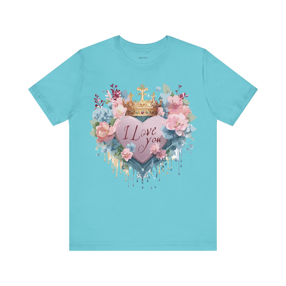 Valentine's Day Graphic Unisex Cotton Bella+Canvas Tee with Floral Art Design d133