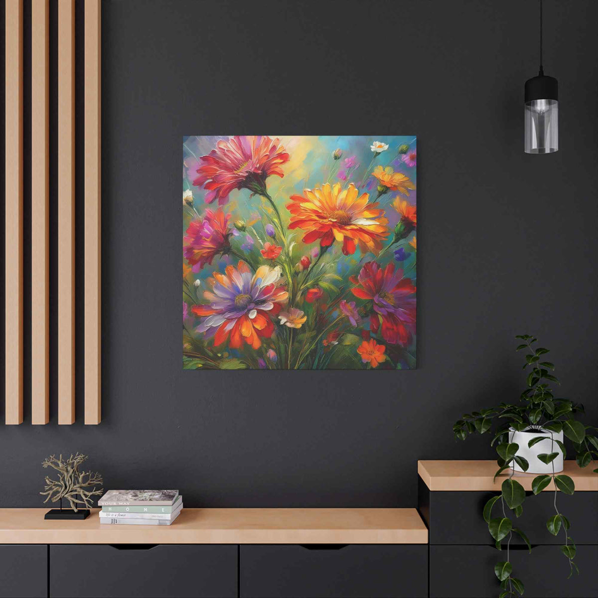 Flowers Print Canvas, Floral Oil Paint Print 20x20, 24x24, 30x30, 32x32, 36x36, Floral Art Design Print Non-Frame MC-13