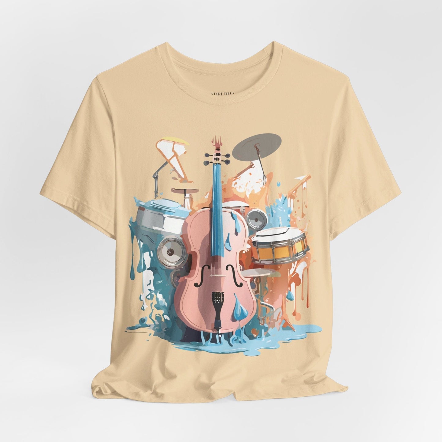 Music Graphic Unisex 100 Cotton Vintage Art with Musical Elements Tee 74