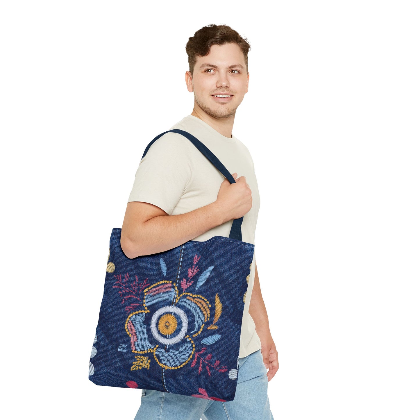 Denim Fabric Imitation Print Unisex Canvas Bag Poly Spun 3 Sizes Tote Bag 159-9