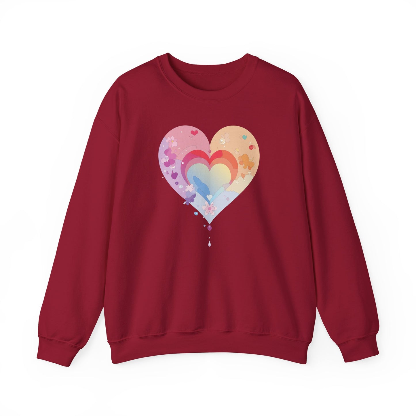 Rainbow Heart Sweatshirt, Floral Heart Sweatshirt, Floral Love Sweatshirt, Valentine's Day Sweatshirt, Rainbow Heart Floral Sweatshirt 114