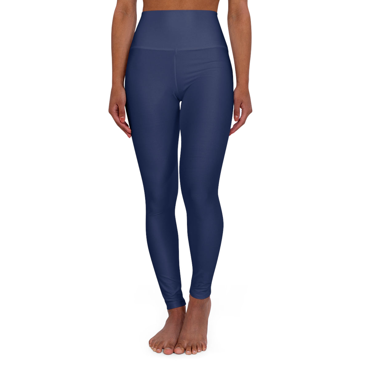 High-Waist Twilight Indigo Yoga Leggings Women's Seamless Poly-Span Stretchy Solid Navy Athletic Pants