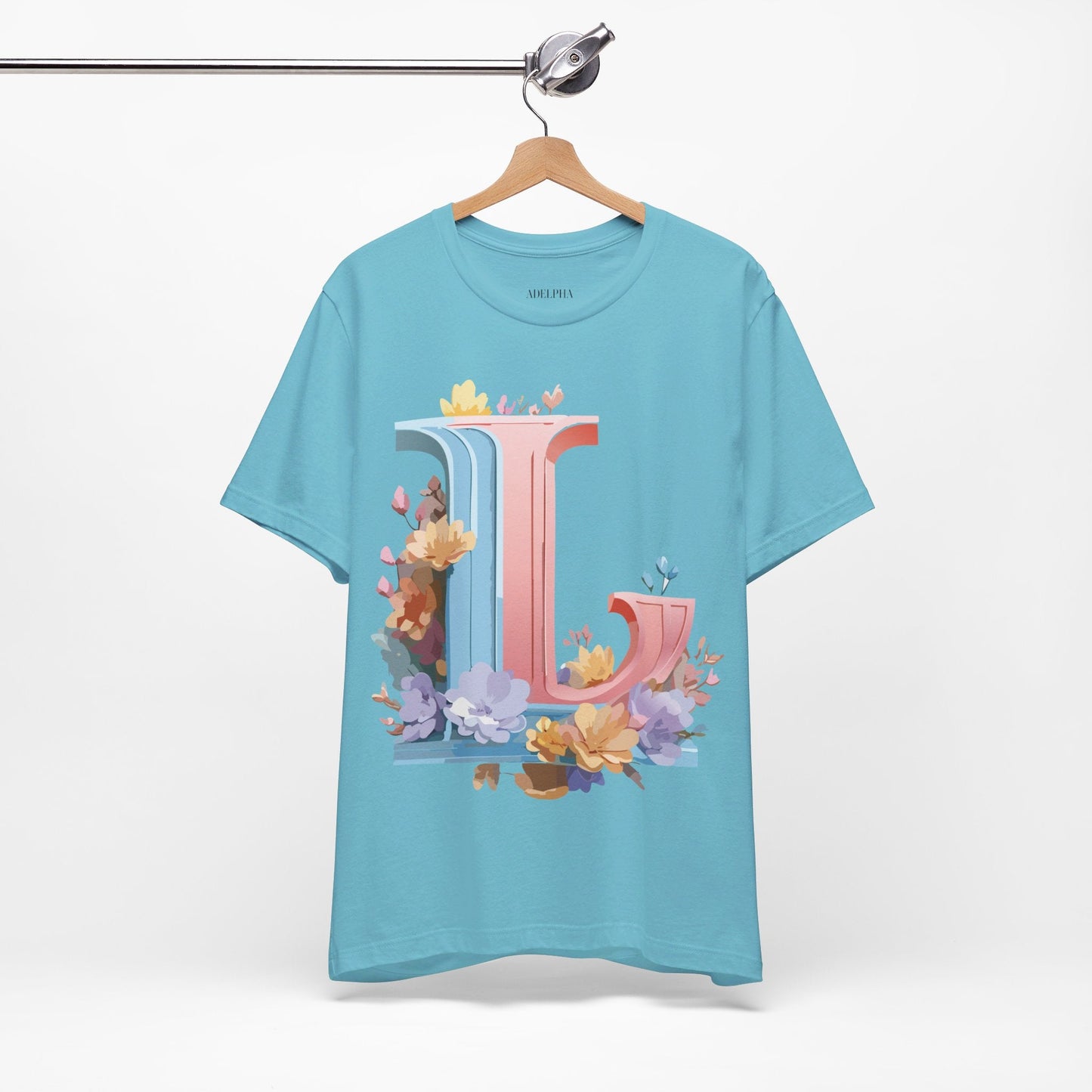 Letter L Shirt Graphic Tee Unisex Short Sleeve Vintage Inspired Artwork Adelpha Premium
