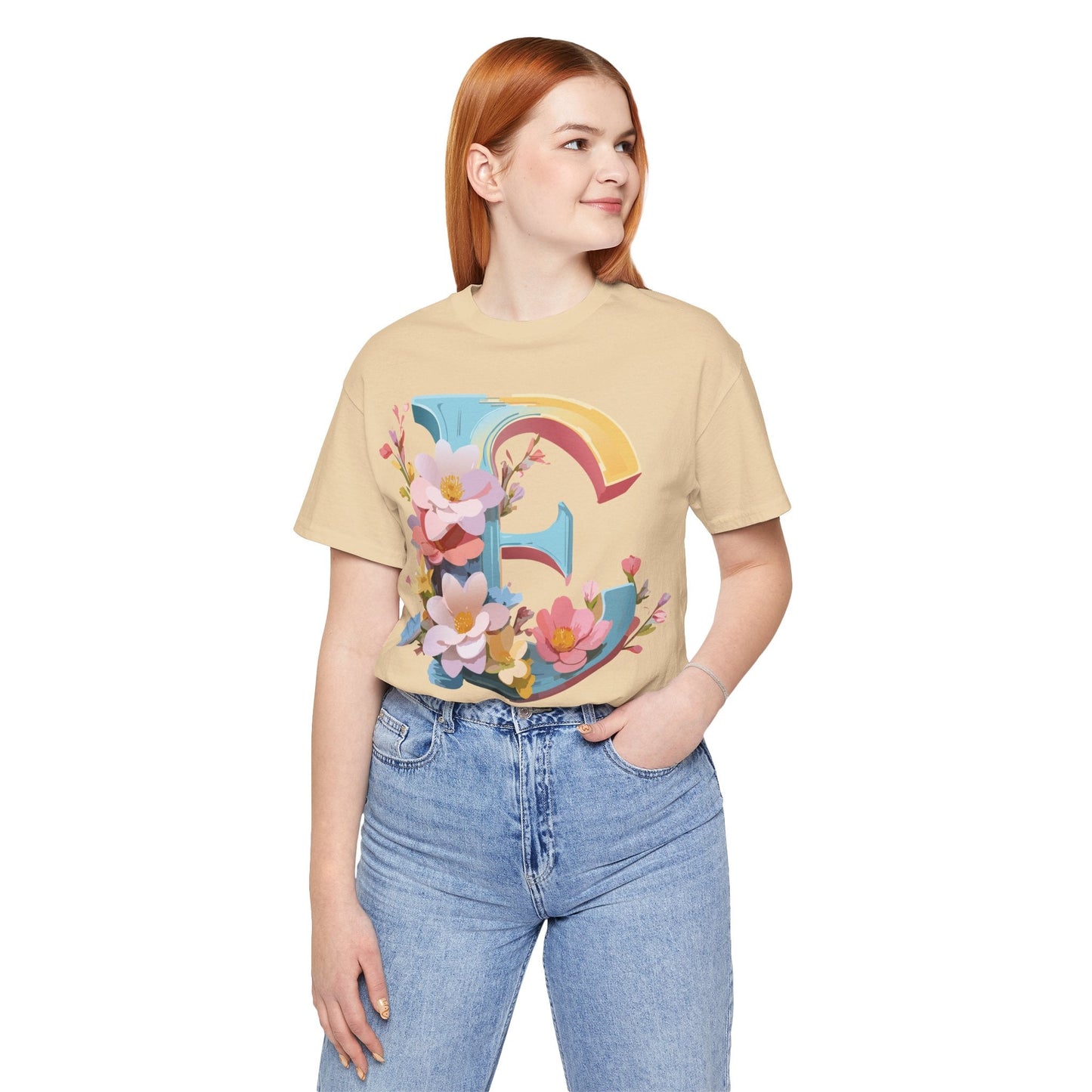 Letter E Unisex Graphic Tee Short Sleeve Vintage Inspired Art Design