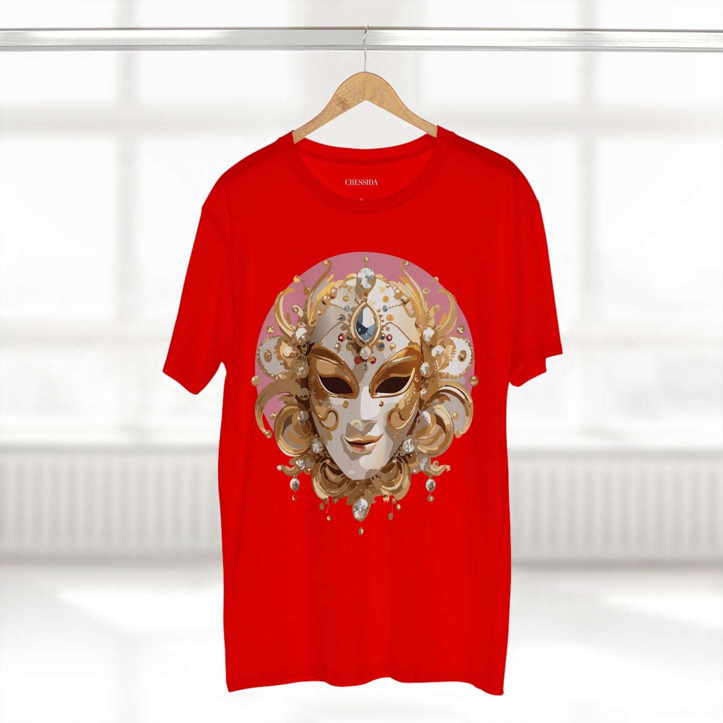 Carnival Mask Graphic T-Shirt Unisex 100 Cotton With Antique Gold Art Design Tee 13