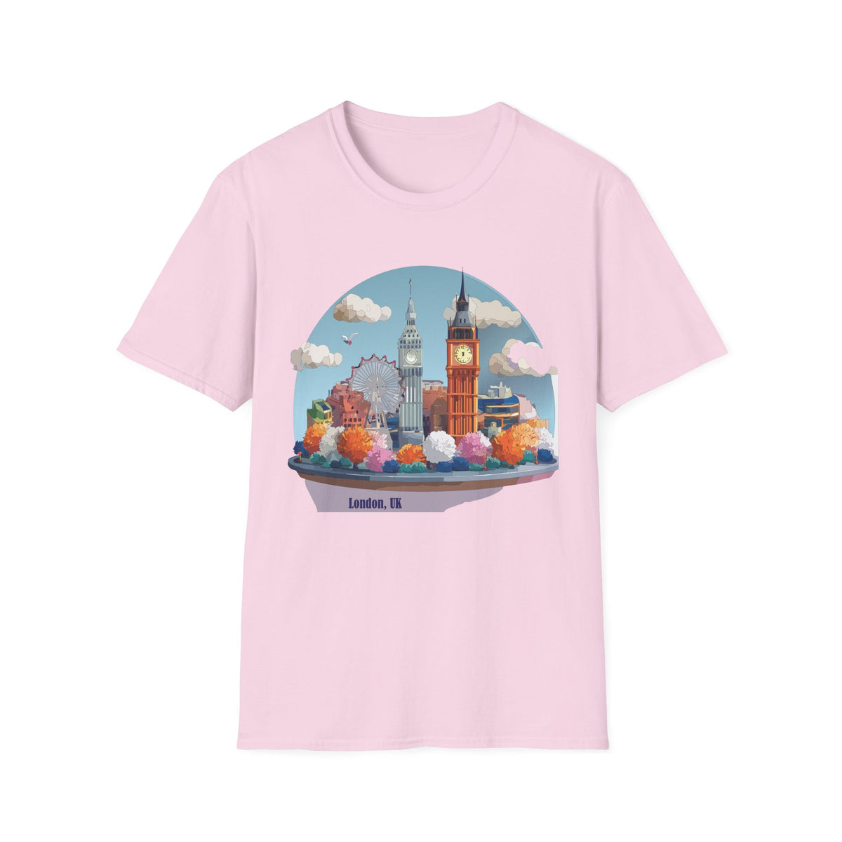 London Skyline illustration T-Shirt | Big Ben, London Eye, cityscape