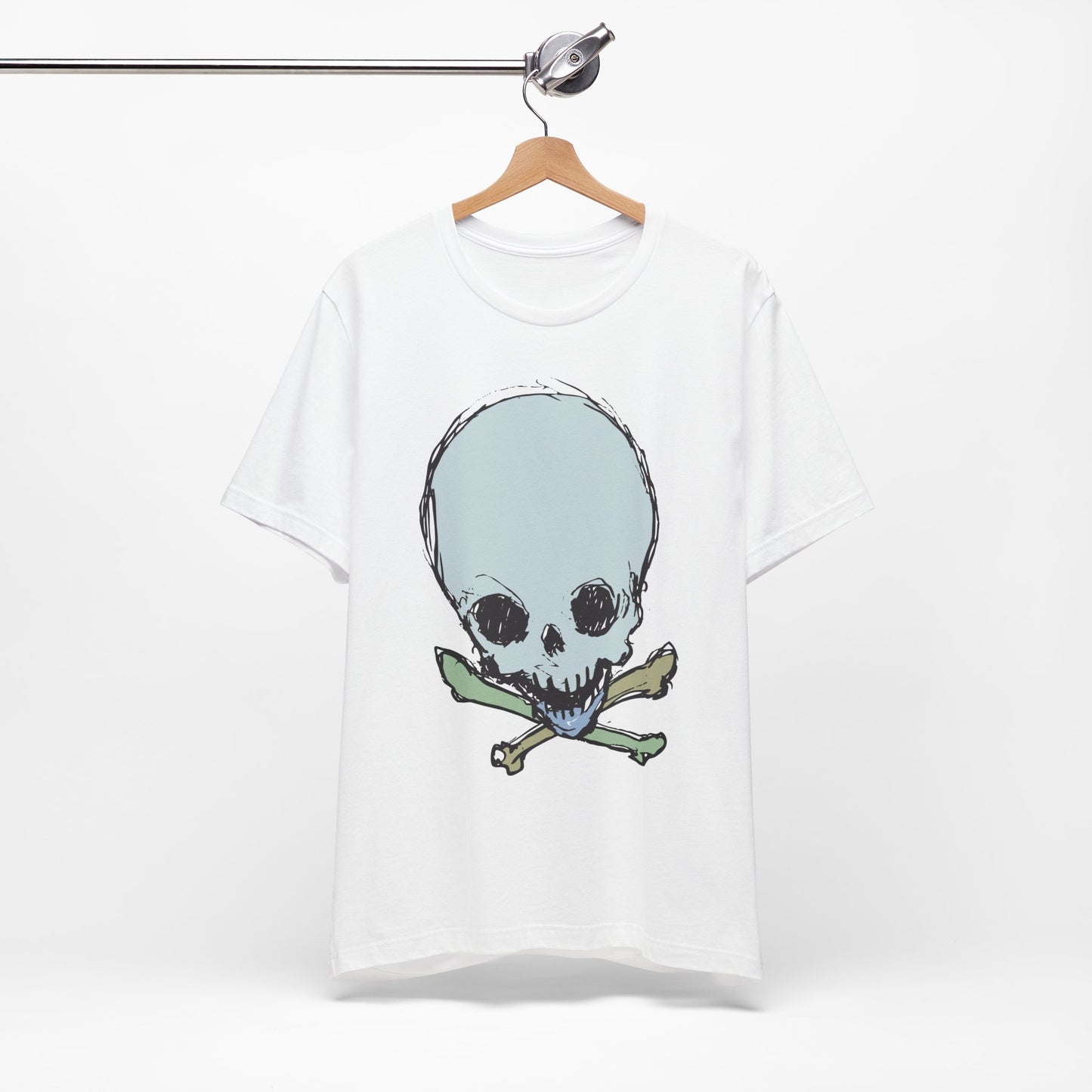 Lt Blue Skull Graphic Design Tee, Skull Shirt, Vintage Tees, Art Design T-Shirt, Vintage Graphic Tee, Art Shirts with Skulls
