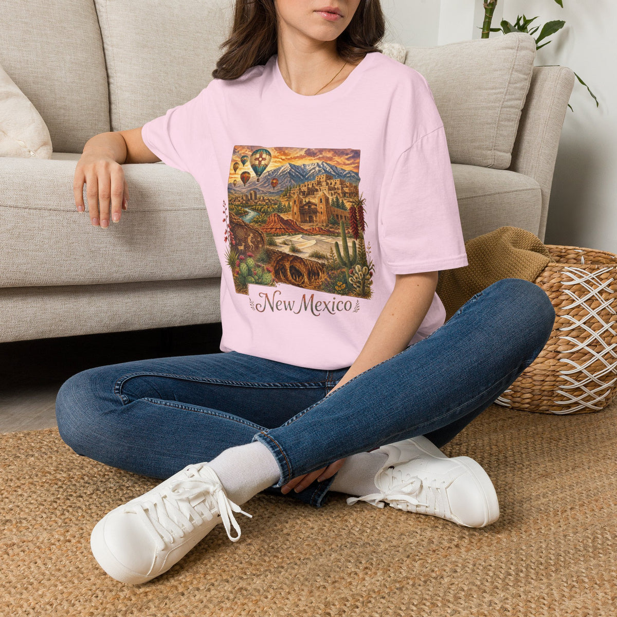 New Mexico State Travel Tourist Graphic Design Unisex 100 Cotton Gildan T-Shirt