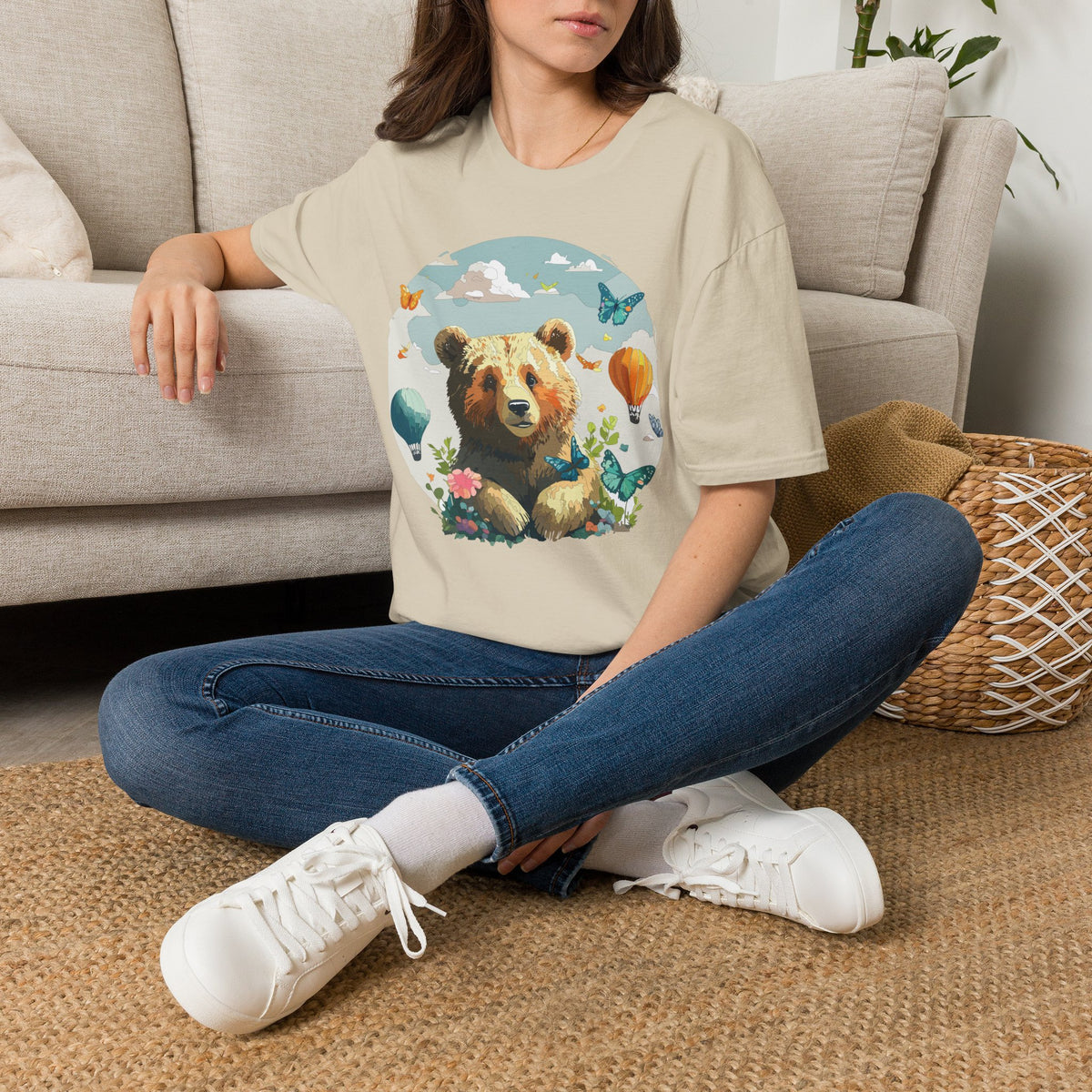 Cute Teddy Bear Balloon Garden Graphic Tee Unisex 100 Cotton Gildan T-Shirt