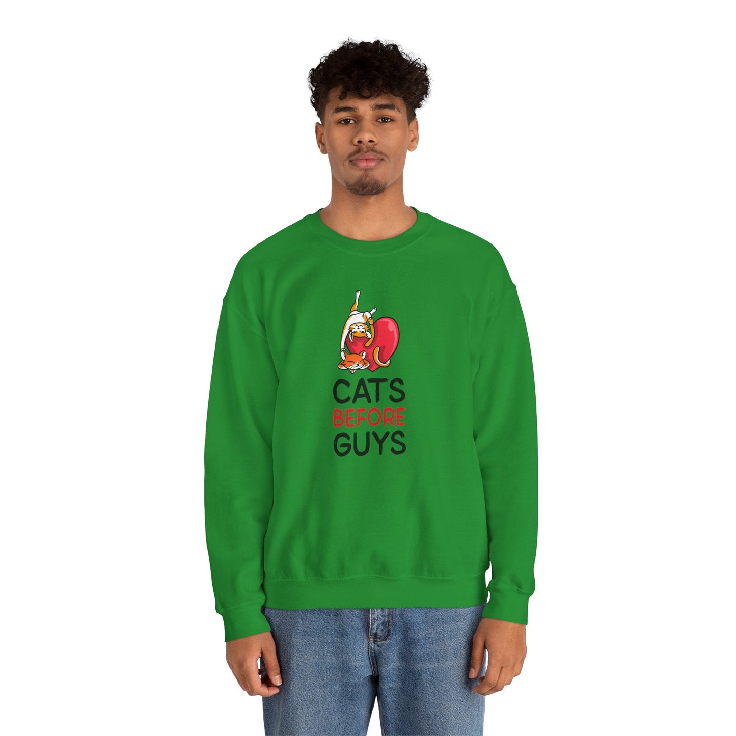 Cat Heart Sweatshirt Unisex Valentines Day 50 50 Cotton Poly Heavy Blend Crewneck Sweatshirt