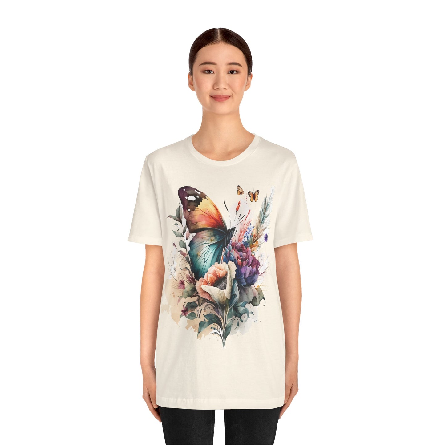 Cotton Tee Shirt with Butterfly Prints