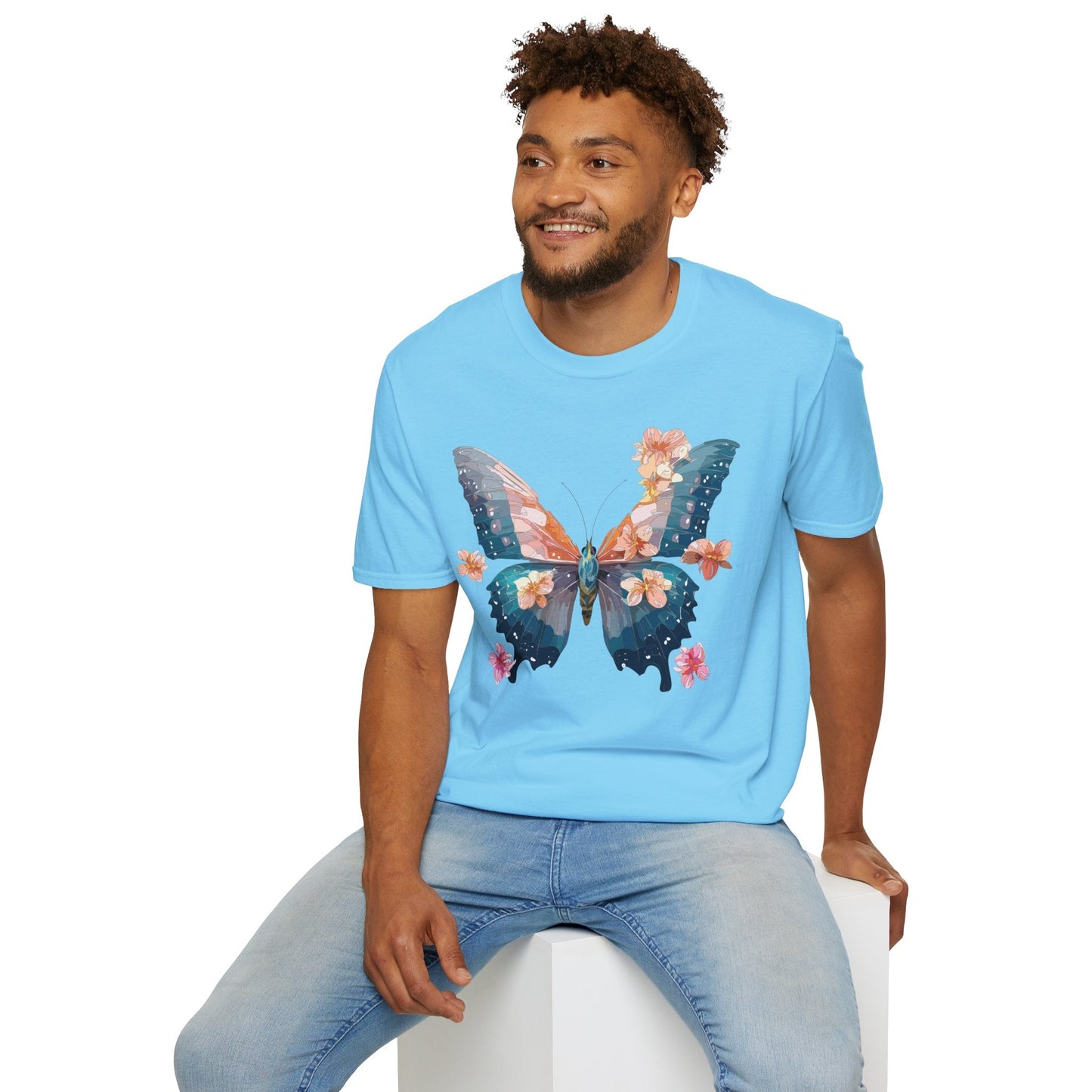 Butterfly Shirt Unisex T Shirt Monarch Print Gildan Softstyle 64000 Ring Spun Cotton Tee
