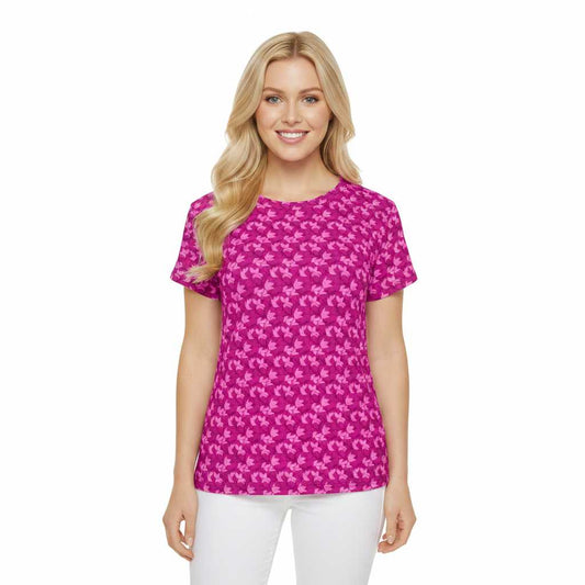 Women Poly Span T-Shirt with Floral Print