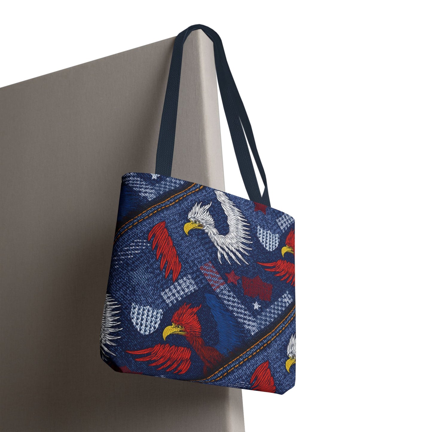 4th of July Graphic Denim Fabric Imitation Print Unisex Canvas Bag Poly Spun 3 Sizes Tote Bag 200-2