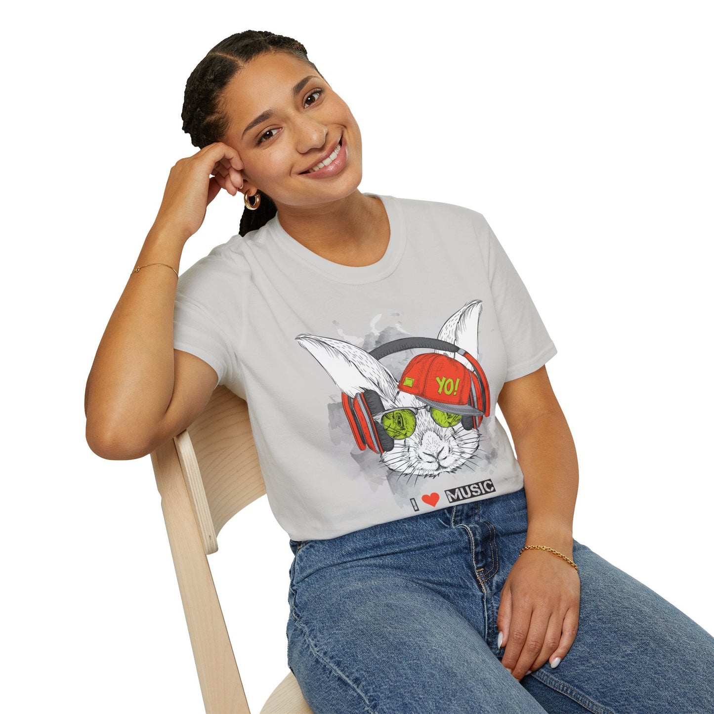 Unisex Music Animals Shirt With Headphones Softstyle Short Sleeve Tee Gildan 64000