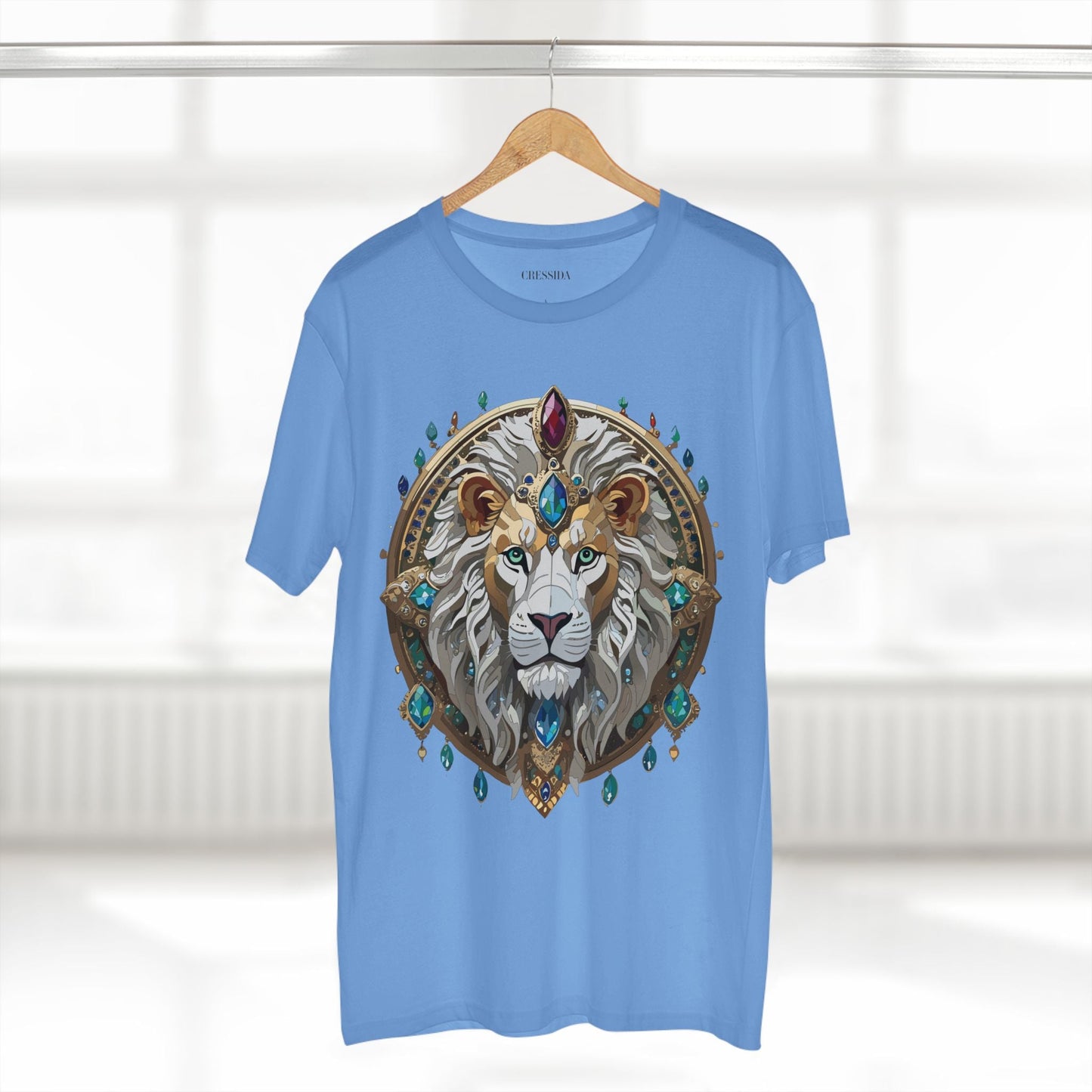 Lion Graphic Unisex 100 Cotton Tee With Unique Animal Golden Medallion Art Design 60