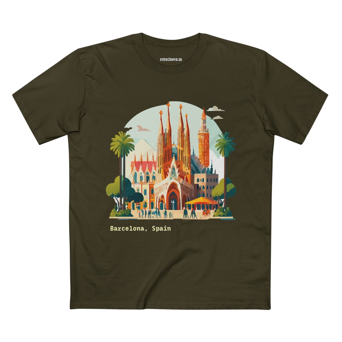 Barcelona Travel Tourist Shirt Unisex Premium Cotton Tee With Original Art Design By Retro2Nova