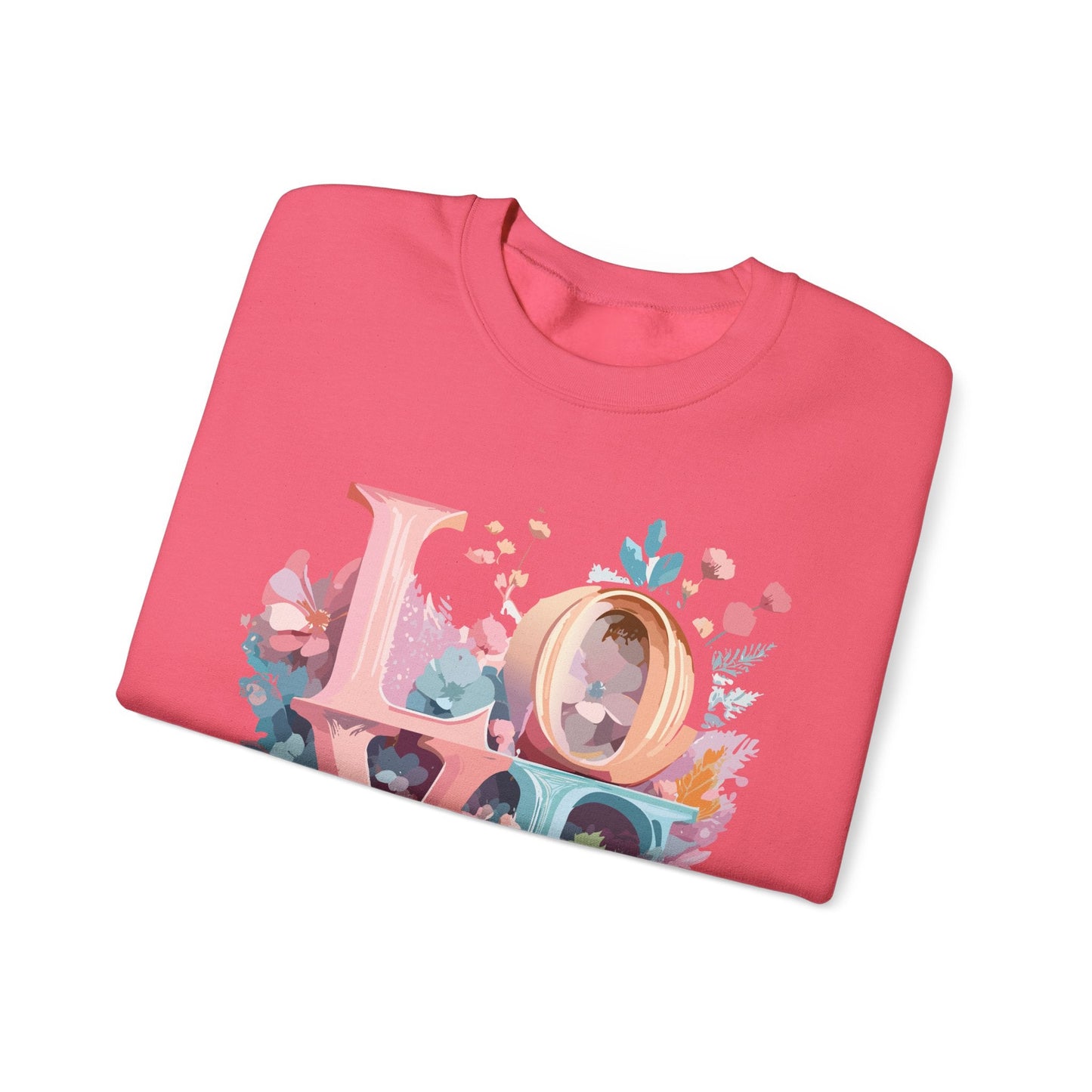 Floral Love Sweatshirt For Valentines Day Unisex Crewneck Fifty Fifty Cotton Polyester
