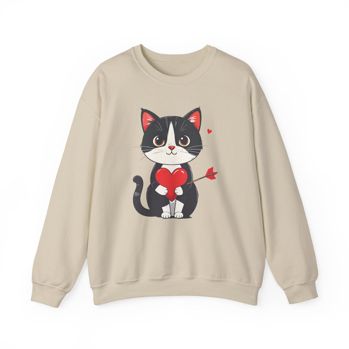 Cat Heart Sweatshirt, Heart Sweatshirt, Cat Sweatshirt, Valentine's Day Sweatshirt, 50/50 Cotton-Poly Animal Sweatshirt 103