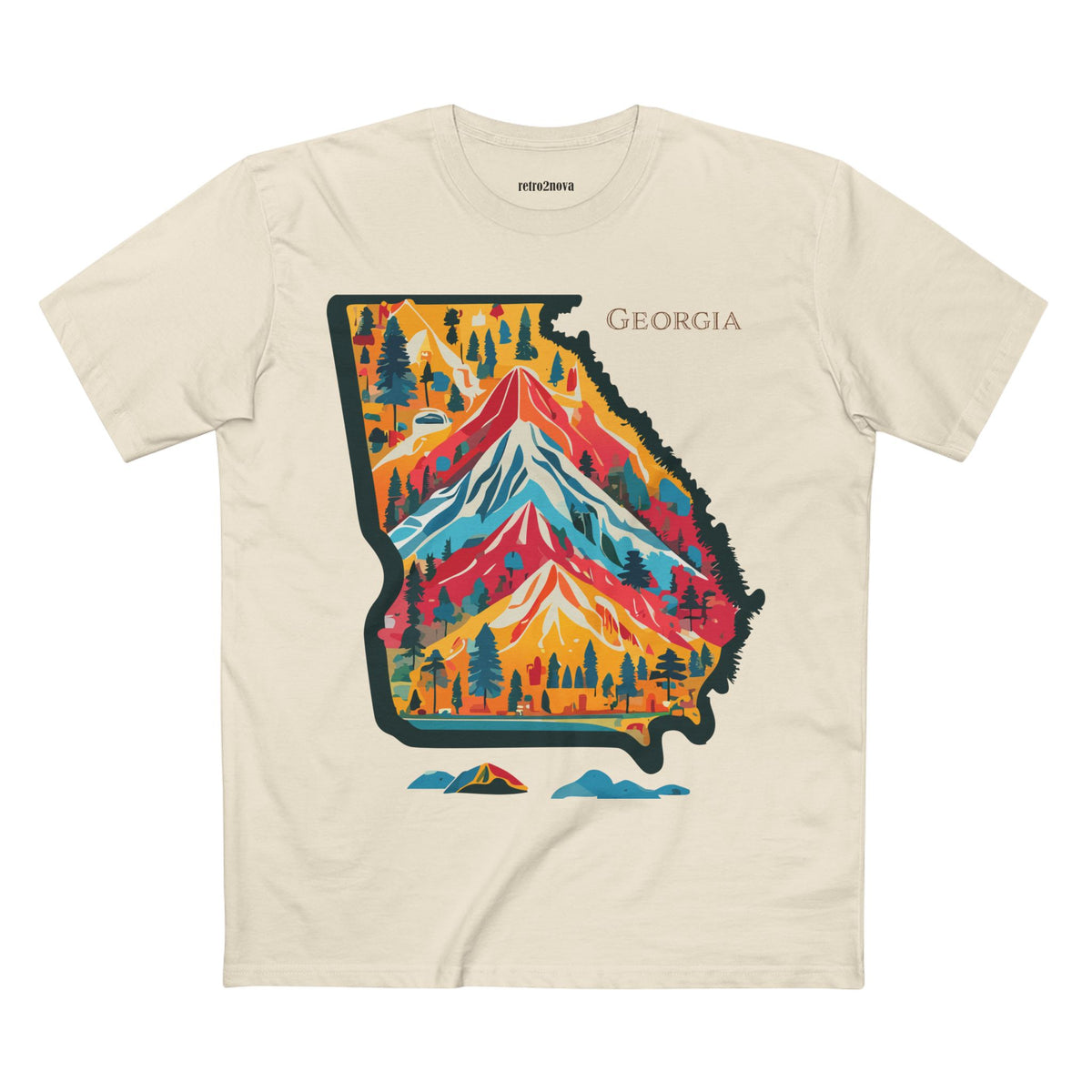 Georgia mountain state map T-Shirt | colorful retro landscape tee