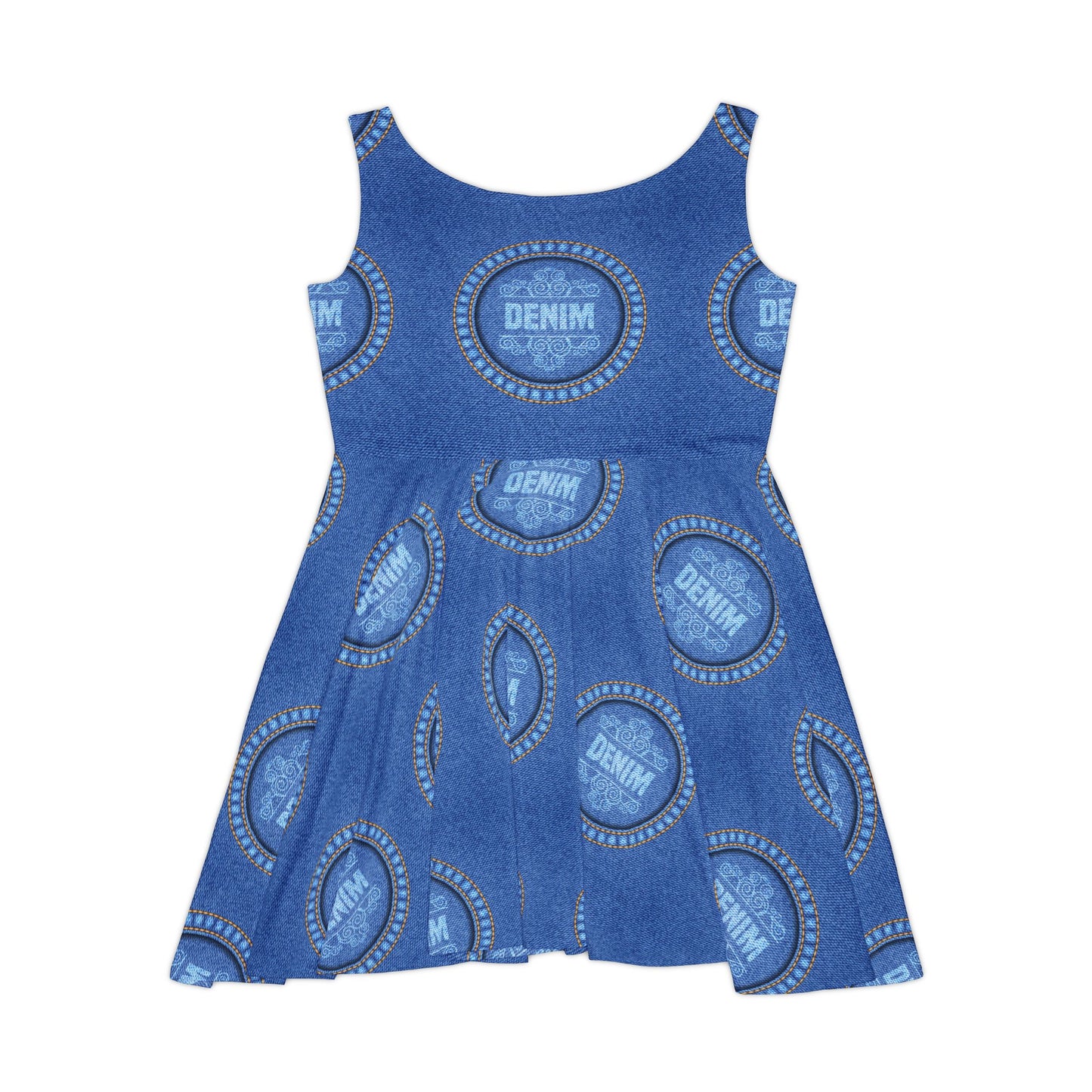 Women Denim Print Skater Dress, Denim Print Poly-Span Dress - 21