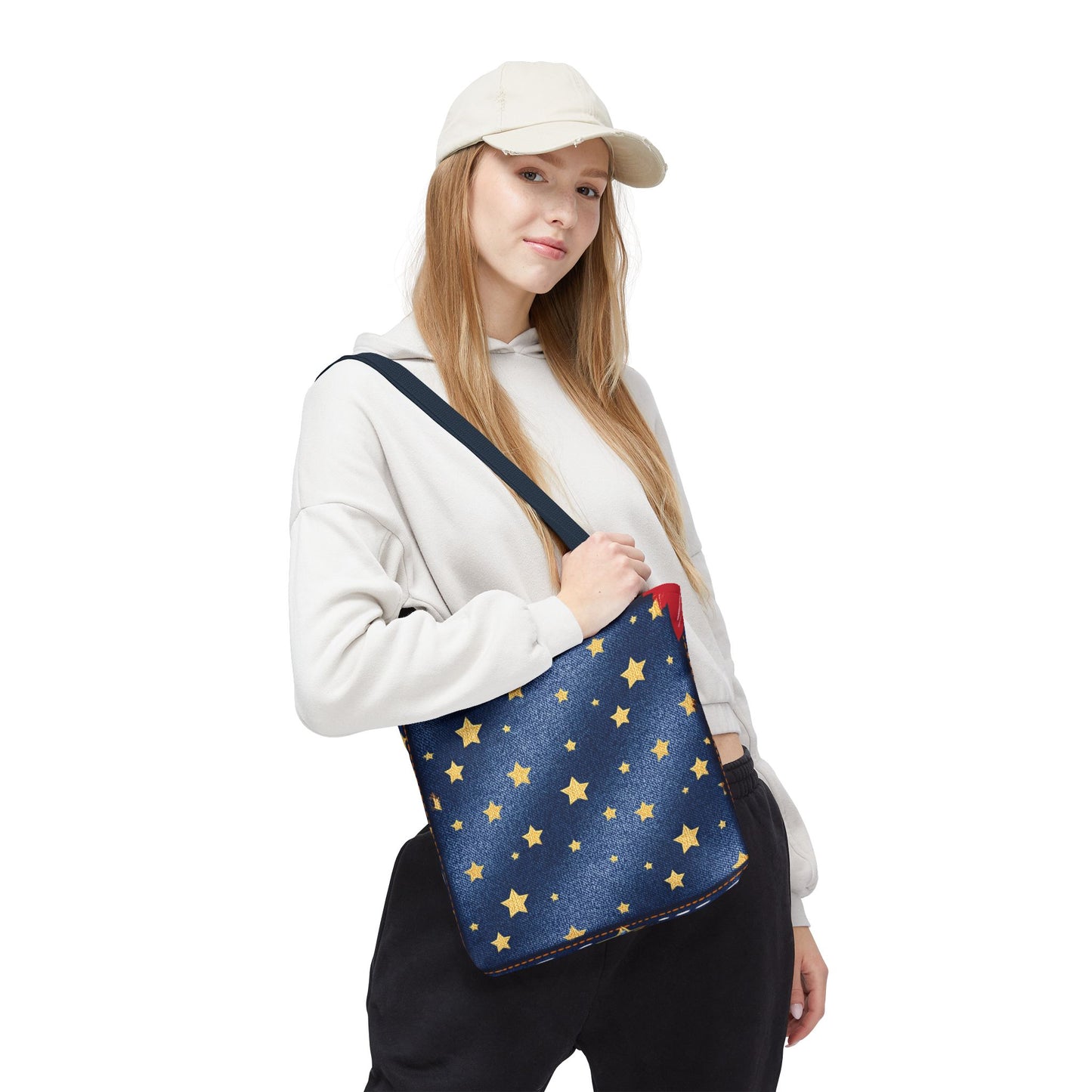 Denim Fabric Imitation Print Unisex Canvas Bag Poly Spun 3 Sizes Tote Bag 181-6