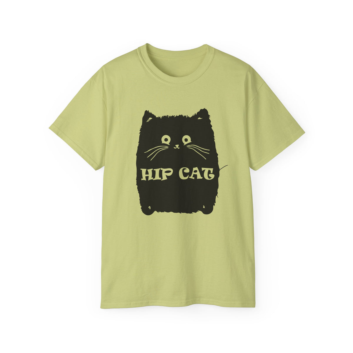 Hip Cat Graphic Tee | Cute Black Cat Illustration, Retro Typography