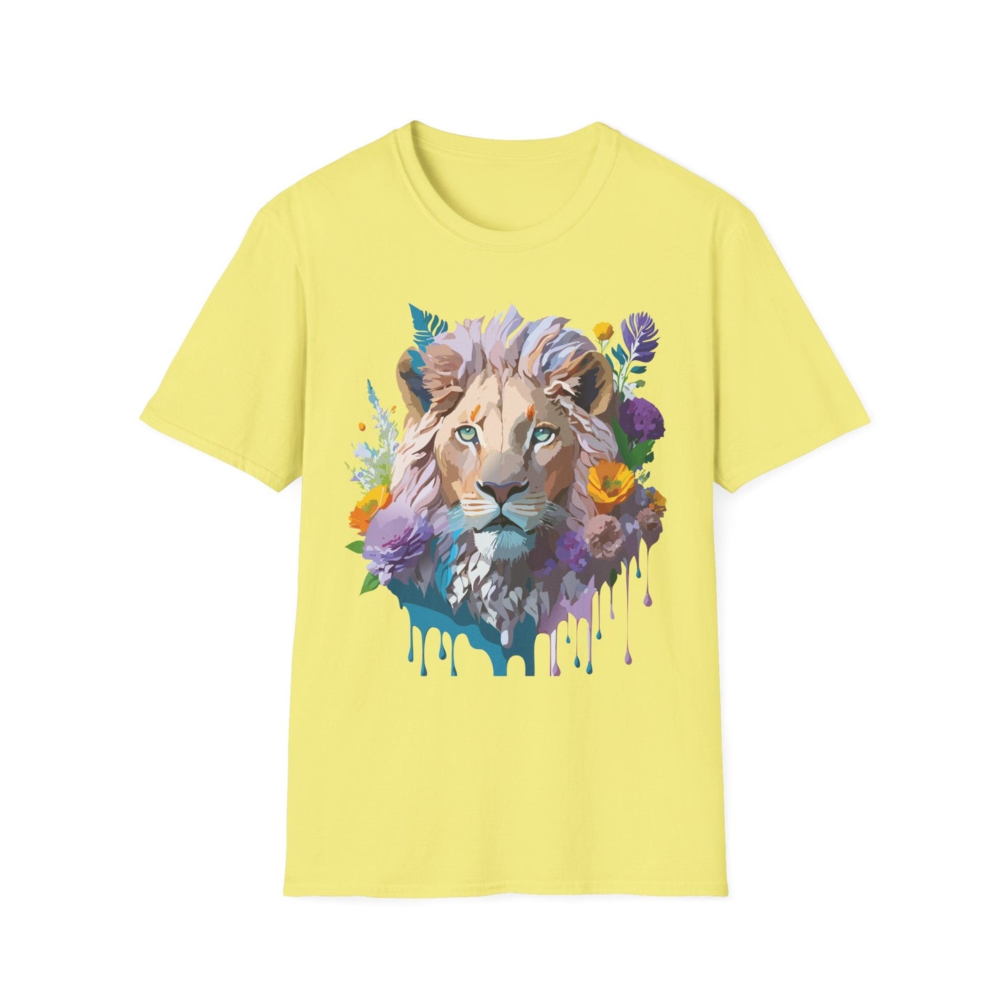 Unisex Lion Shirt Floral Lion Tee Animal Print Tee Gildan 64000