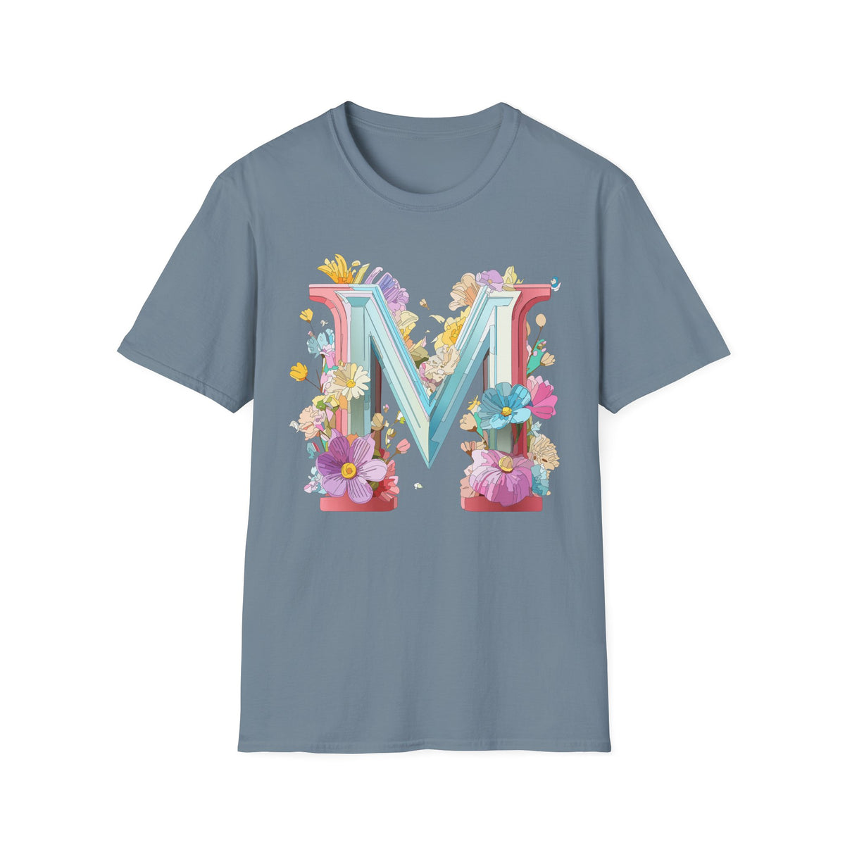 Floral Letter M T-Shirt | Monogram Initial Graphic Tee