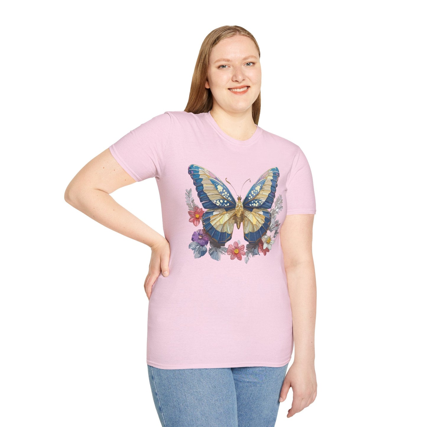Butterfly Unisex Short Sleeve Tee Shirt Gildan Softstyle 64000 Monarch Design Graphic Tee
