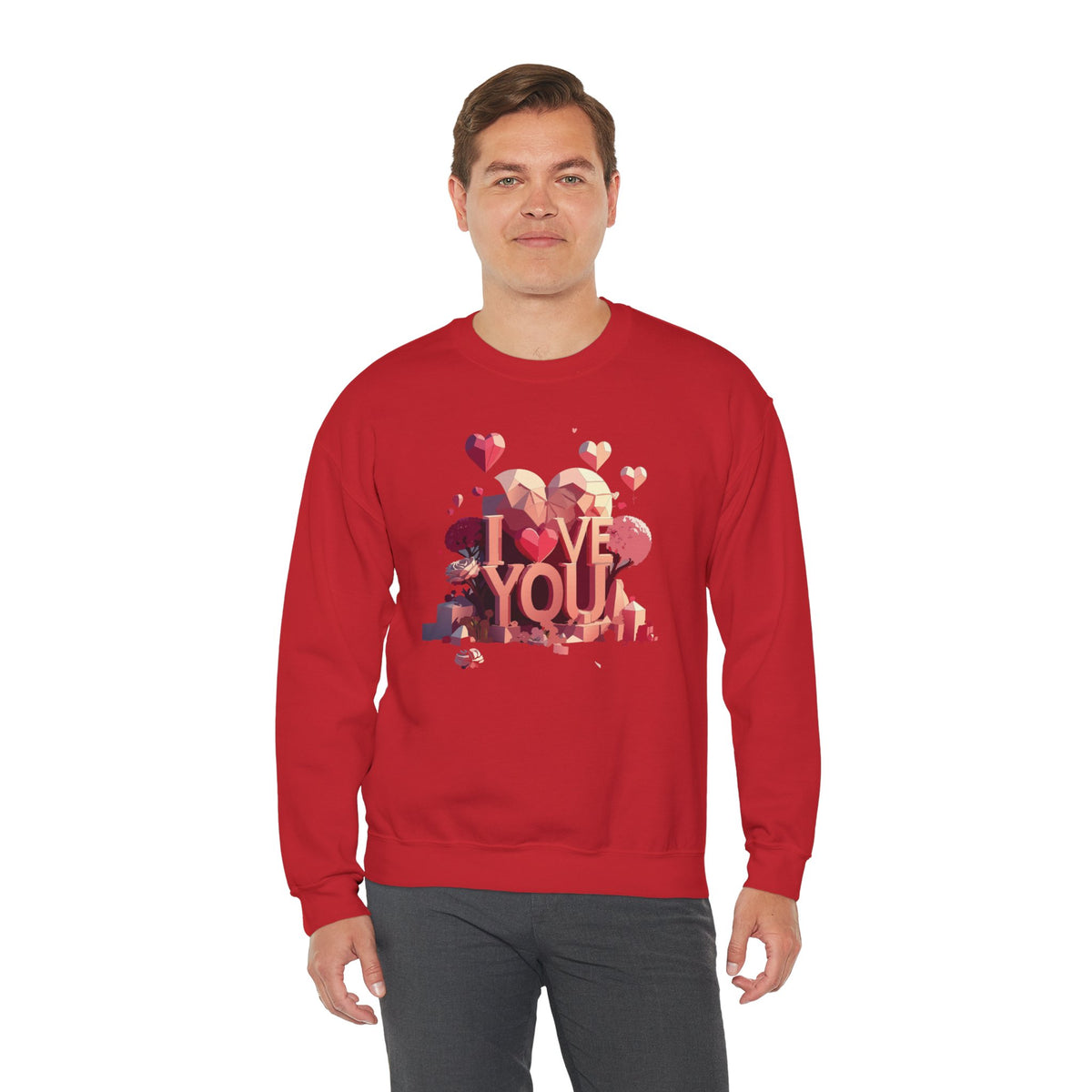 Unisex Big Heart Love Sweatshirt, Love Heart Sweatshirt, Floral Love Sweatshirt, 50/50 Cotton-Poly Valentine's Day Sweatshirt 10
