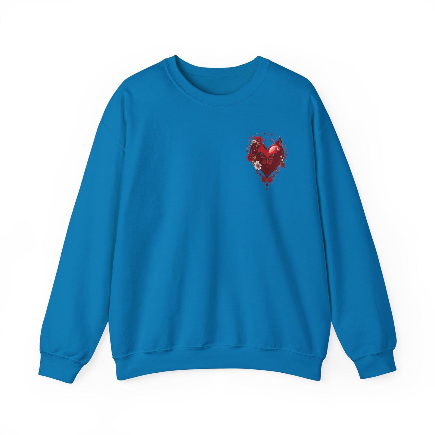 Small Red Heart Sweatshirt, Floral Red Heart Sweatshirt, Floral Love Sweatshirt, Valentine's Day Sweatshirt, Heart Floral Sweatshirt 104