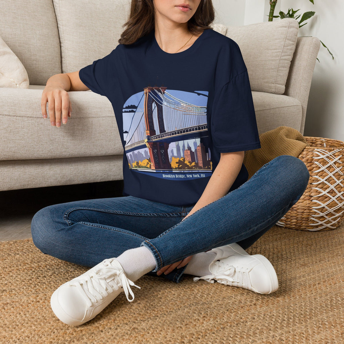 Brooklyn Bridge Illustration T-Shirt | NYC Skyline Graphic Tee