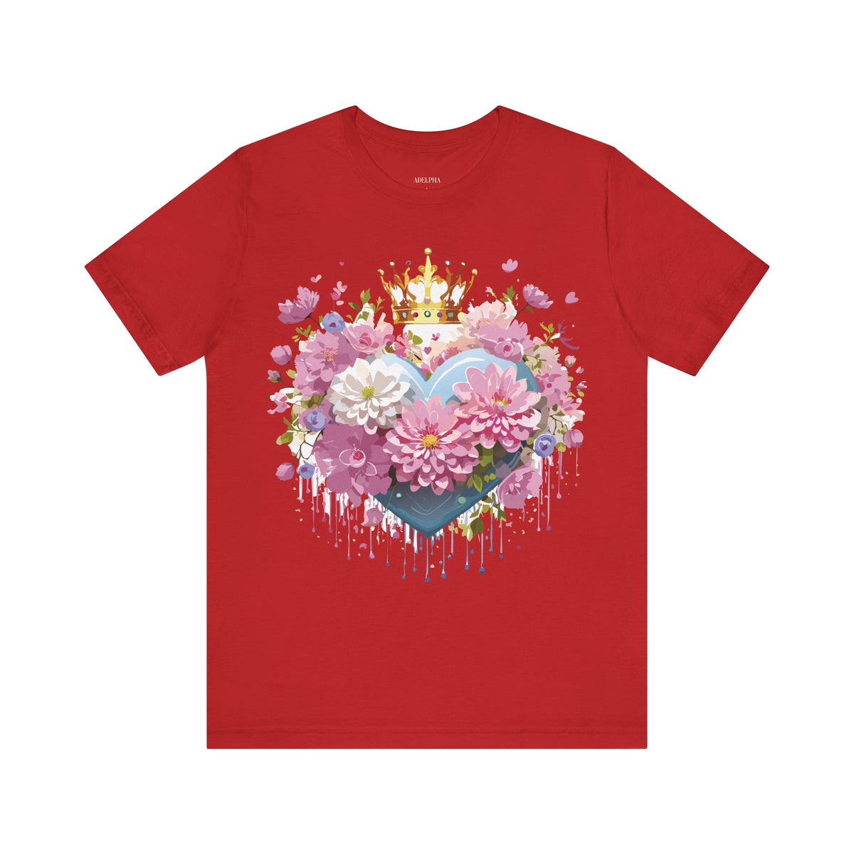 Valentine's Day Graphic Unisex Cotton Bella+Canvas Tee with Floral Art Design d106