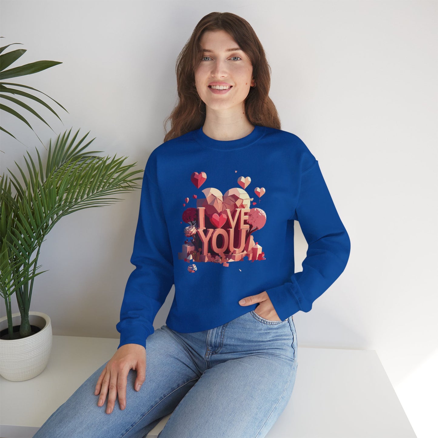 Unisex Big Heart Love Sweatshirt, Love Heart Sweatshirt, Floral Love Sweatshirt, 50/50 Cotton-Poly Valentine's Day Sweatshirt 10