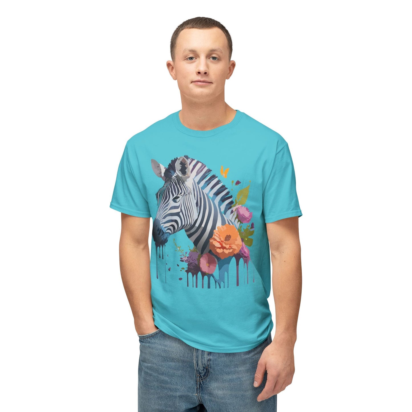 Unisex Zebra Art T Shirt With Full Color Print HD Cotton Tee Made In USA For Everyday Style