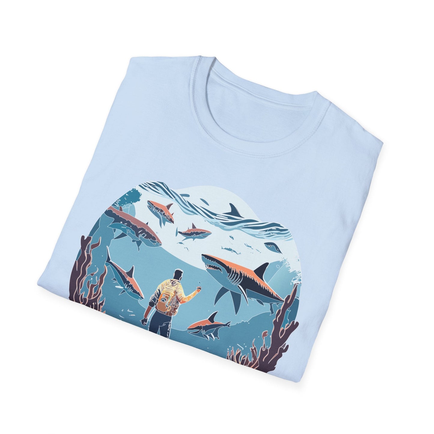 Ocean Theme Unisex Softstyle T Shirt 64000 Cotton Tee With Ocean Art Design Breathable