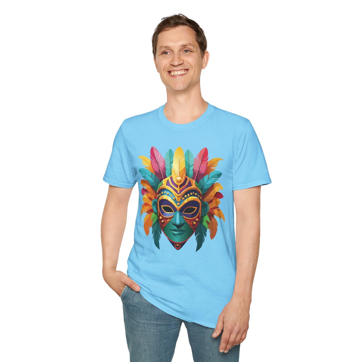 Mask Tee Shirt Unisex Masquerade Design Gildan Softstyle 64000 100 Percent Ring Spun Cotton Tee