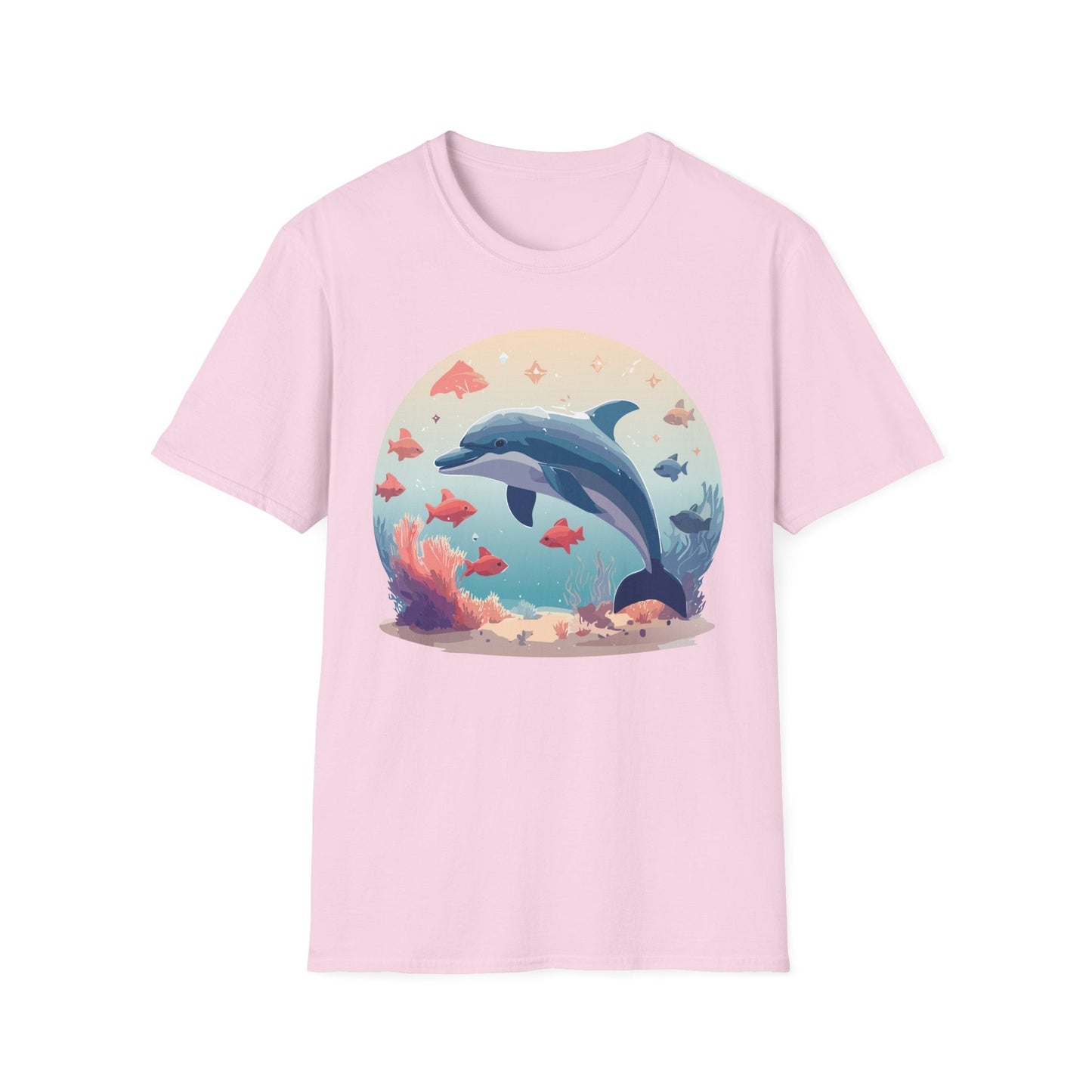 Dolphin Shirt Unisex Softstyle Tee 64000 Gildan 100 Percent Ring Spun Cotton For Everyday Comfort
