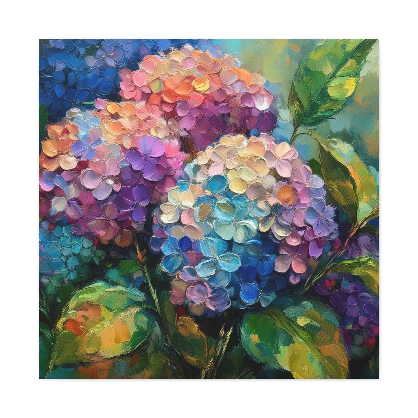 Hydrangeas Print Canvas, Flowers Oil Paint Print 20x20, 24x24, 30x30, 32x32, 36x36, Floral Art Design Print Non-Frame MC-28