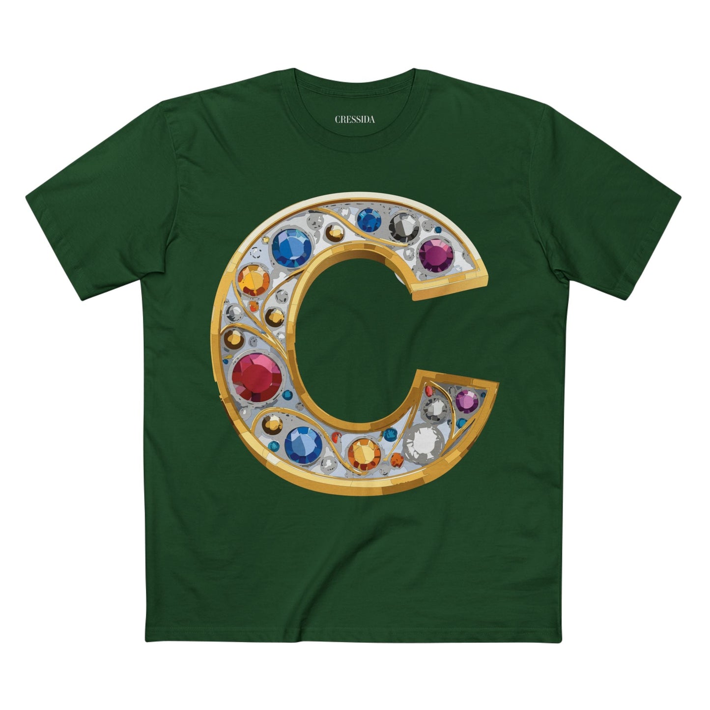 Letter C Graphic Design Tee Unisex 100 Cotton With Antique Gold Letters Artwork T-Shirt