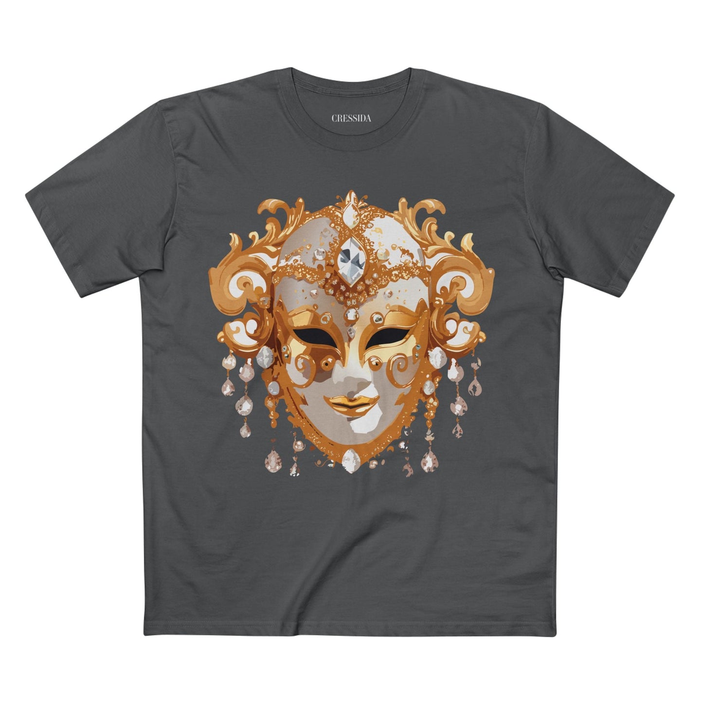 Carnival Mask Graphic T-Shirt Unisex 100 Cotton With Antique Gold Art Design Tee 24