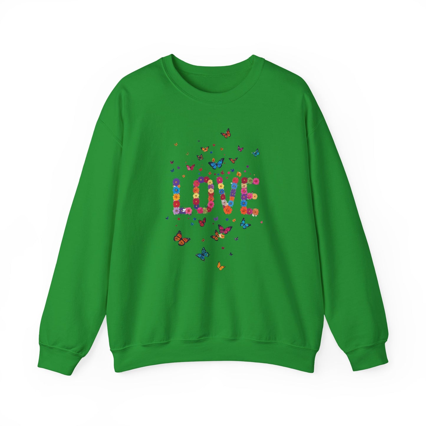 Unisex Floral Love Sweatshirt, Love Floral Sweatshirt, Floral Butterfly Sweatshirt, 50/50 Cotton-Poly Valentine's Day Sweatshirt 06