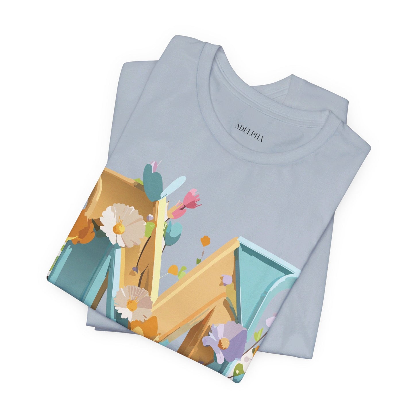 Letter M Shirt Unisex Graphic Tee Vintage Inspired Artwork Adelpha Jersey Short Sleeve