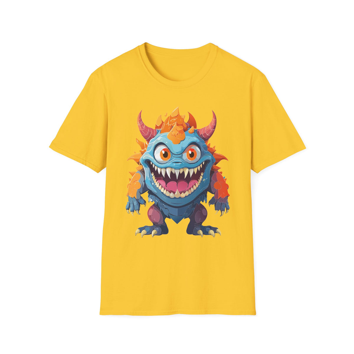 Cute Colorful Monster T-Shirt — Fun Cartoon Demon Cartoon Graphic Tee Unisex 100 Cotton Gildan T-Shirt