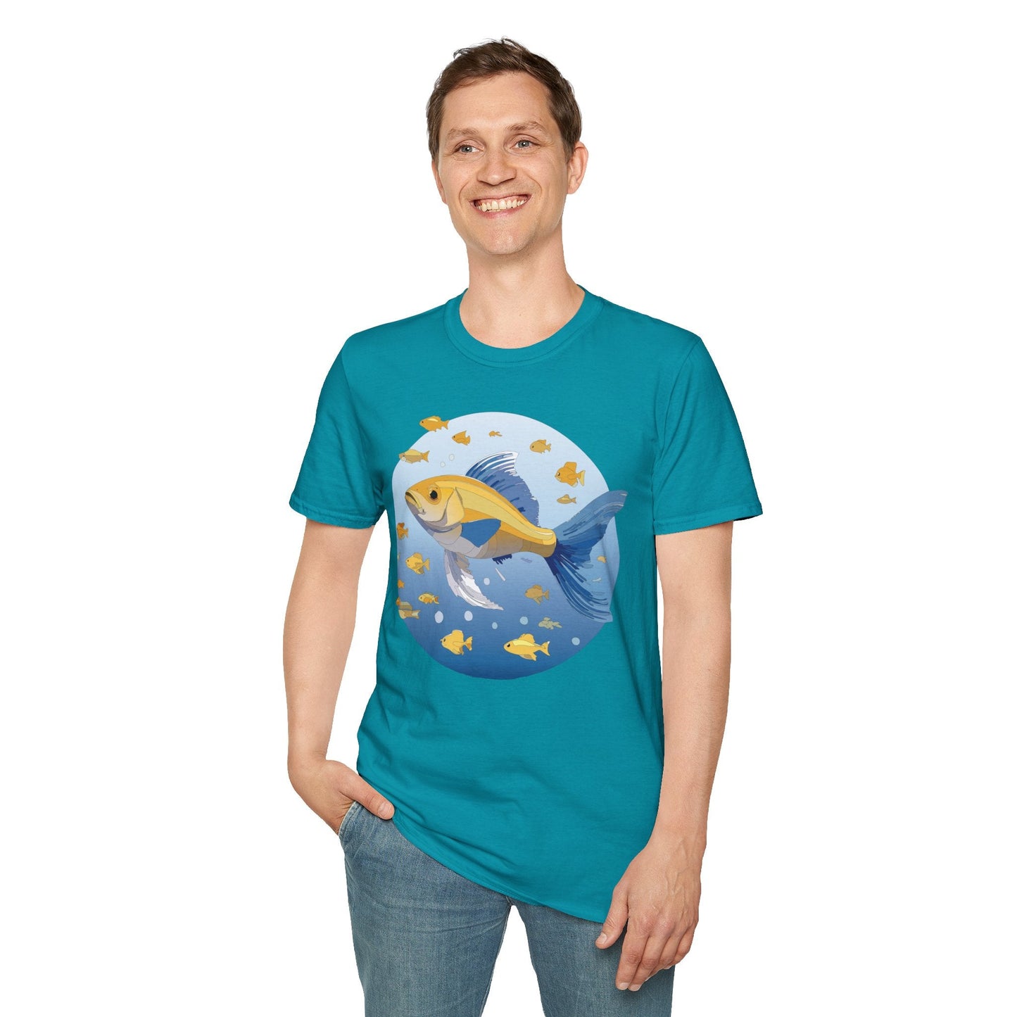 Fish Art Graphic Tee Shirt For Men And Women Unisex Cotton Softstyle Tee With Fish Artwork Design