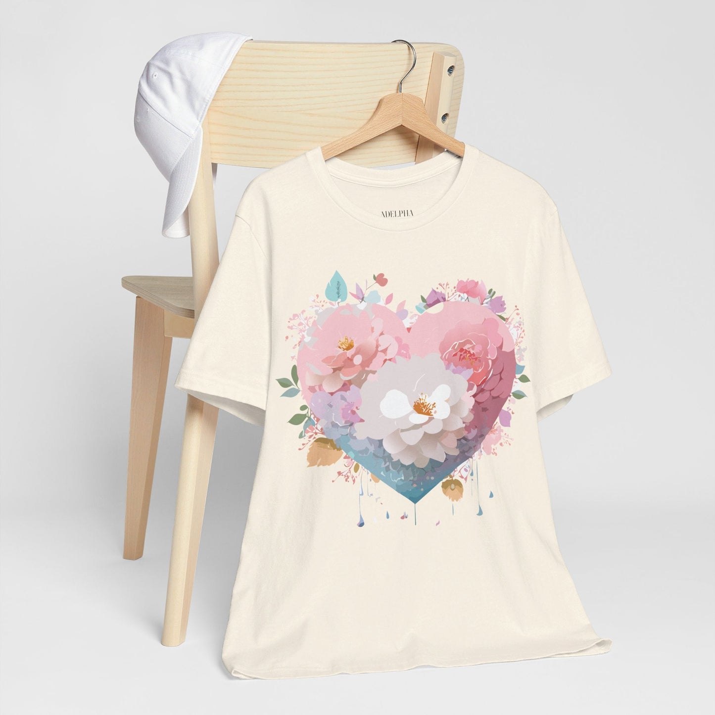 Valentine Day Graphic Unisex 100 Cotton Vintage Artwork with Love and Flower Design Tee 35