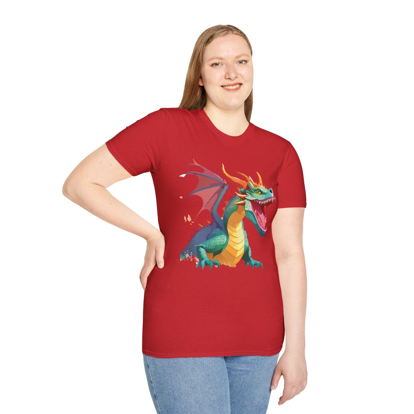 Dragon Graphic Unisex Cotton Softstyle Art Design Tee With Animals 14